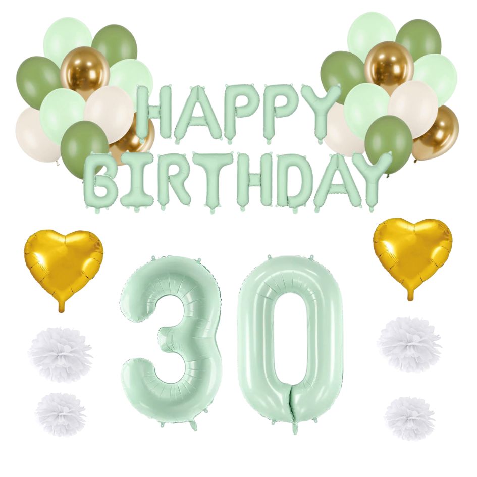 30. Geburtstag Deko grün/gold (31-teilig)