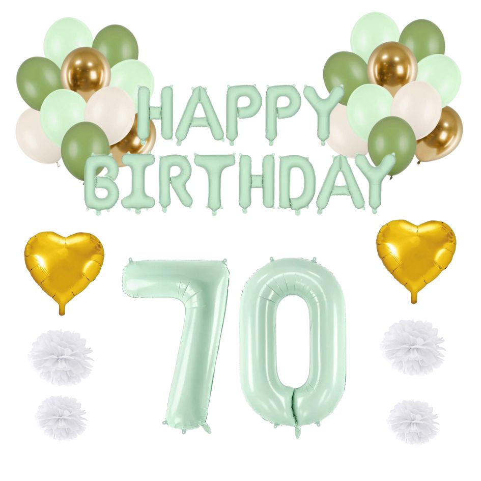 70. Geburtstag Deko grün/gold (31-teilig)