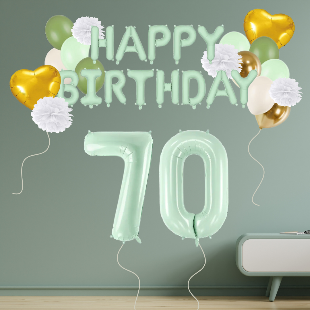 70. Geburtstag Deko grün/gold (31-teilig)
