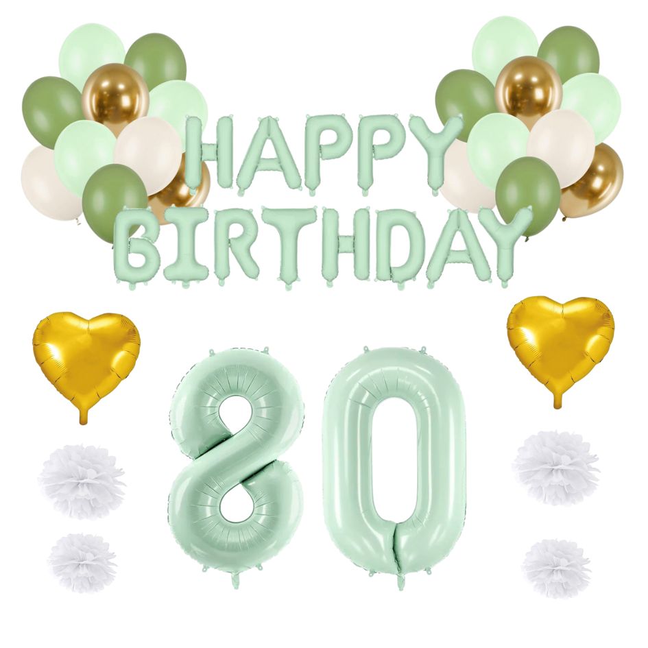 80. Geburtstag Deko grün/gold (31-teilig)