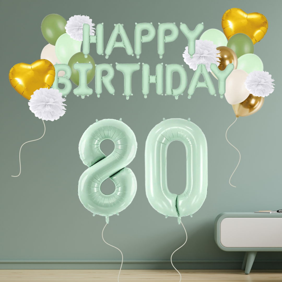 80. Geburtstag Deko grün/gold (31-teilig)