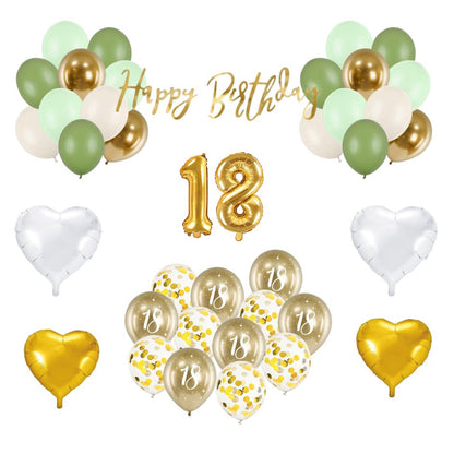 18. Geburtstag Deko grün/gold (29-teilig)