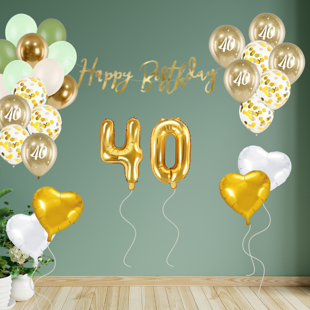 40. Geburtstag Deko grün/gold (29-teilig)