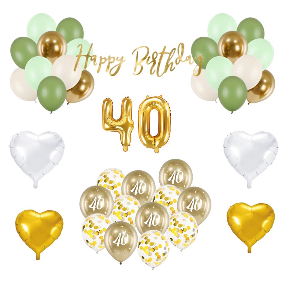 40. Geburtstag Deko grün/gold (29-teilig)