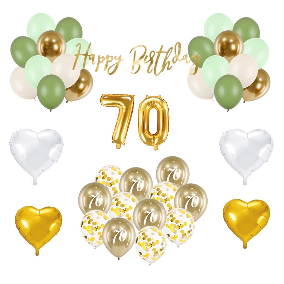 70. Geburtstag Deko grün/gold (29-teilig)
