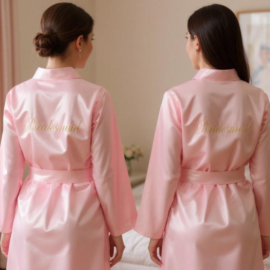 Satin Kimono Bridesmaid rosa