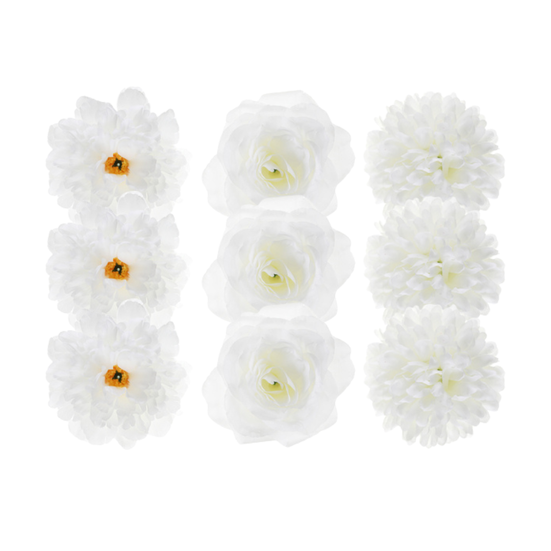Kunstblumen Set cremeweiß (9 Stück)