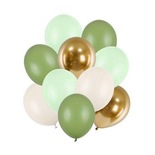 Luftballons Set Mix olive gold 27/30cm (10 Stück)