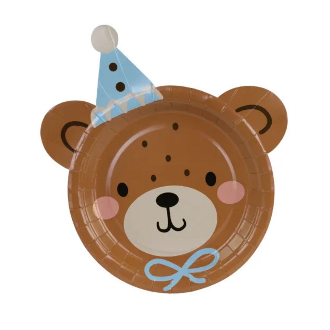 Babyparty Pappteller Bär mit Hut (6 Stück)