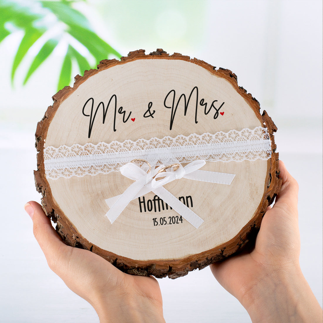Personalisiertes Ringkissen Baumscheibe Mr & Mrs