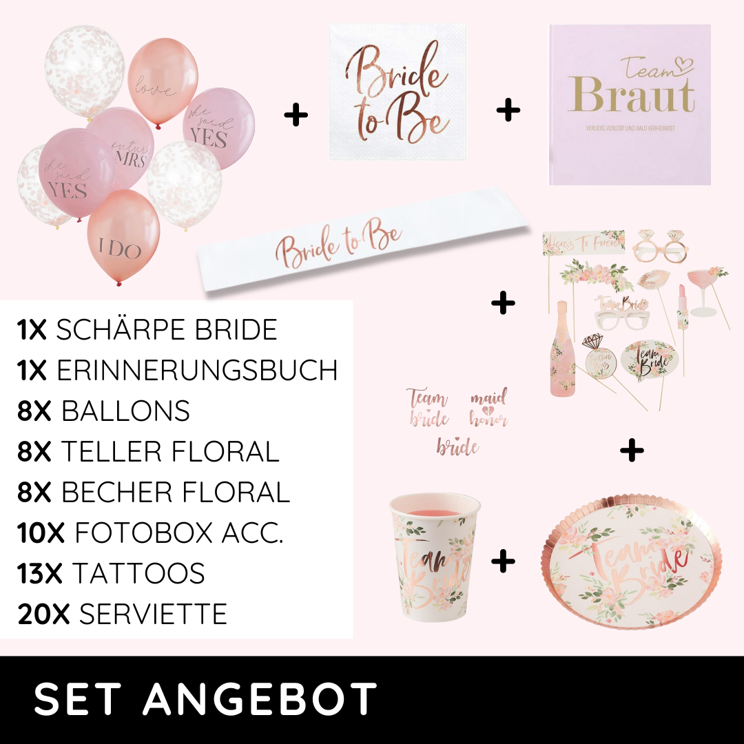 JGA Deko Set Team Bride floral - M (69 - teilig)