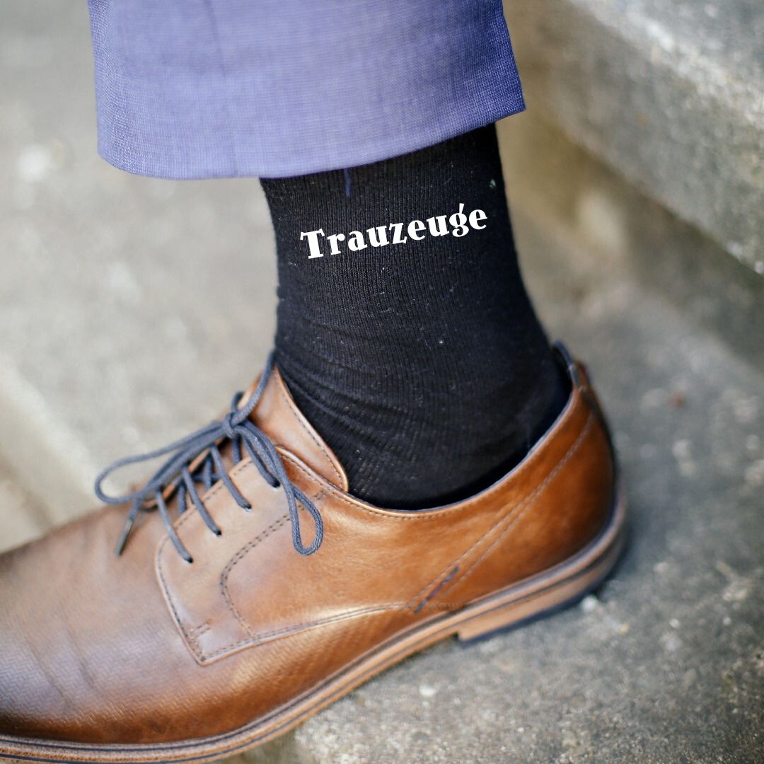 Hochzeit Socken schwarz mit Spruch Trauzeuge