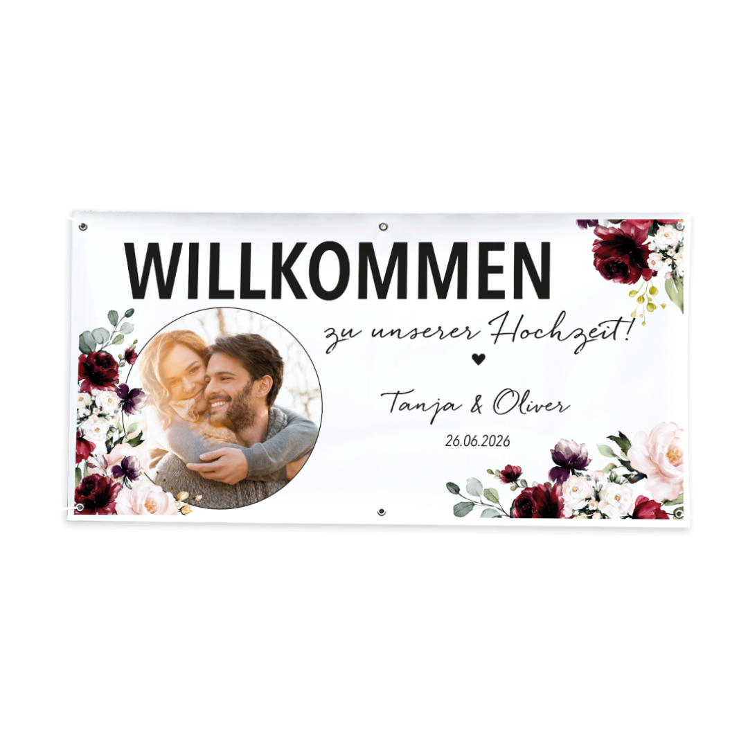 Personalisiertes Willkommensbanner Hochzeit Bordeaux