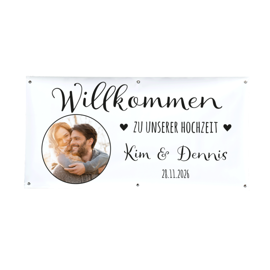 Personalisiertes Willkommensbanner Hochzeit Herz