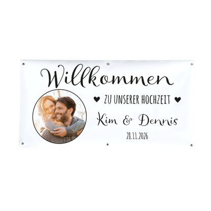 Personalisiertes Willkommensbanner Hochzeit Herz
