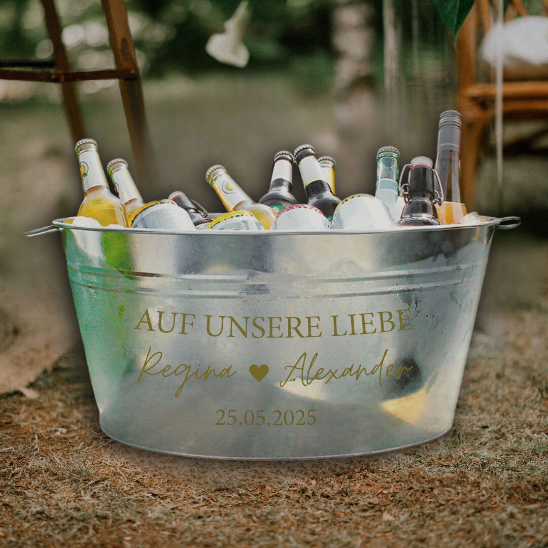 Zinkwanne zum Sektempfang I personalisierbar I Ja-Hochzeitsshop Zinkwanne zum Sektempfang I personalisierbar I Ja-Hochzeitsshop
