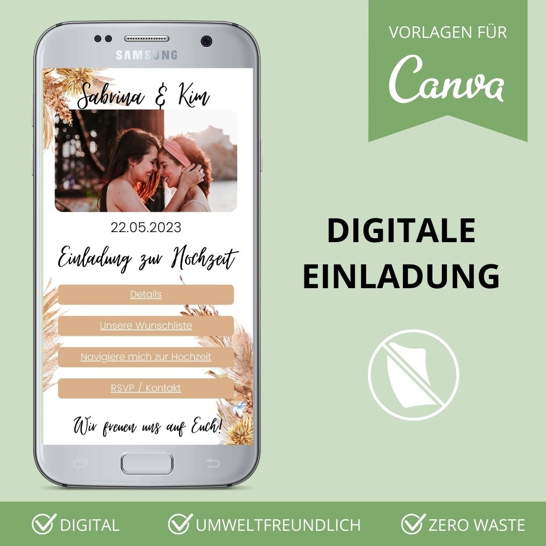 digitale einladung zur hochzeit versenden als canva vorlage