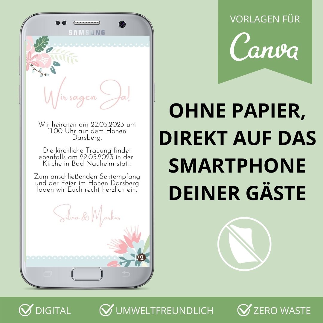 digitale einladung zur hochzeit versenden als canva vorlage