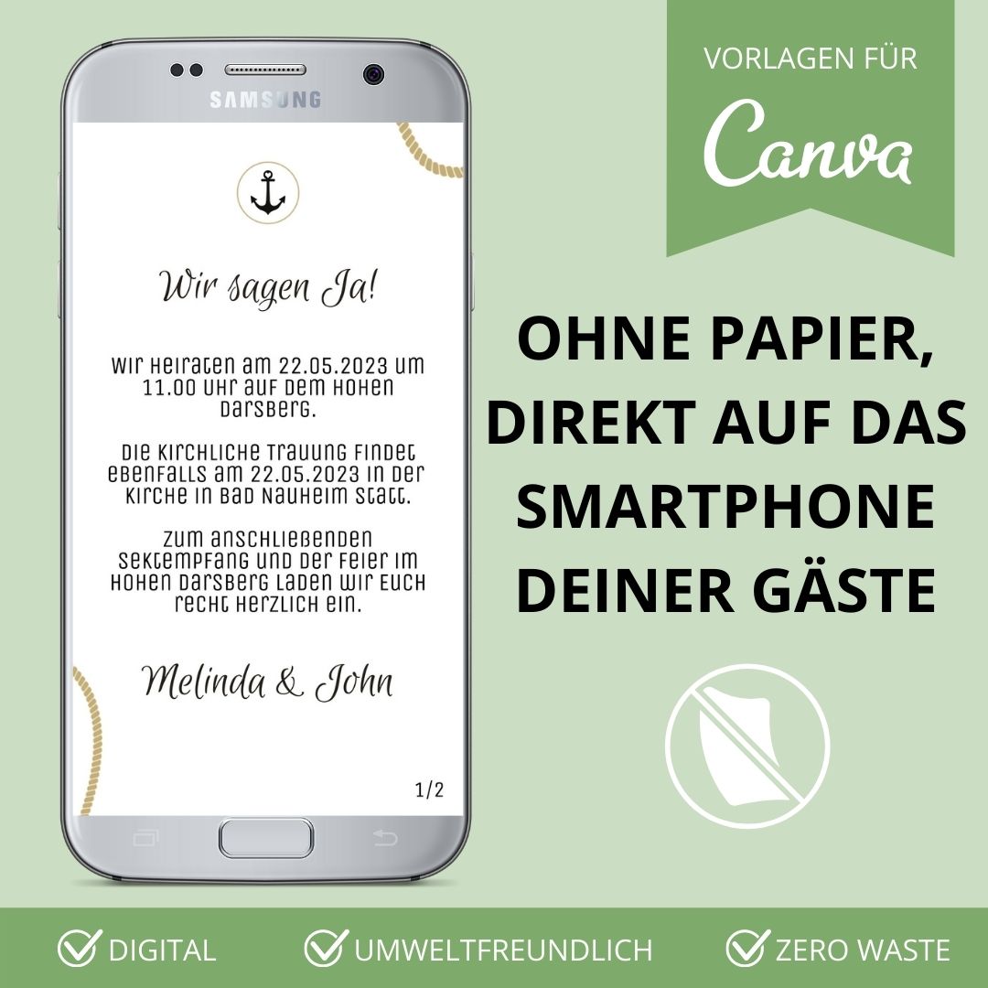 digitale einladung zur hochzeit versenden als canva vorlage