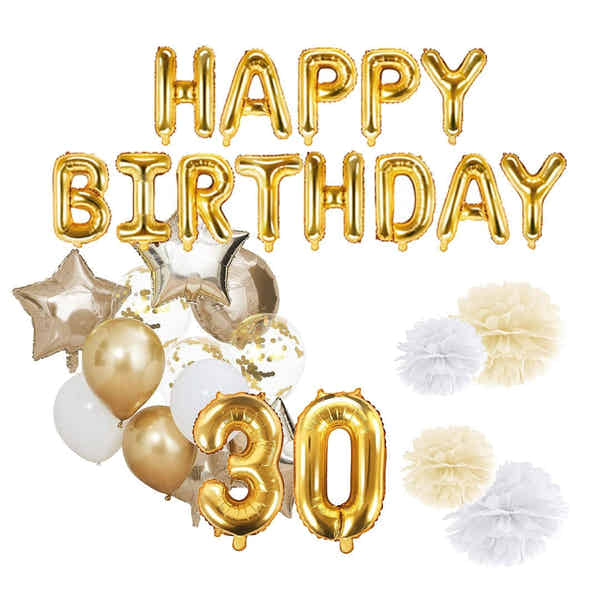 Tiwoca 30. Geburtstag Deko Kette – Schwarz/gold, 70 Cm Lang, Medaillen 6 Cm & 2,5