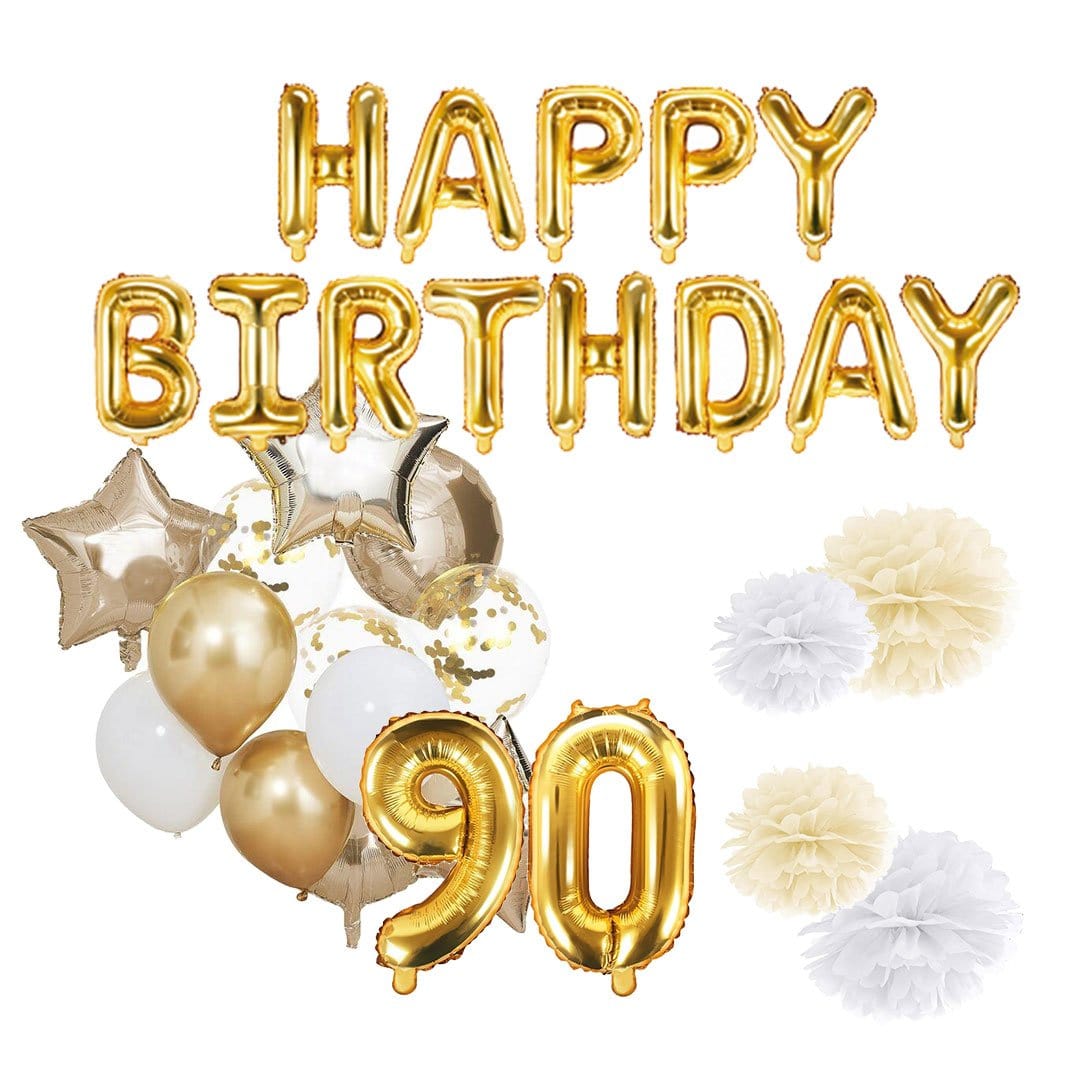 90 geburtstag deko luftballons und pompom