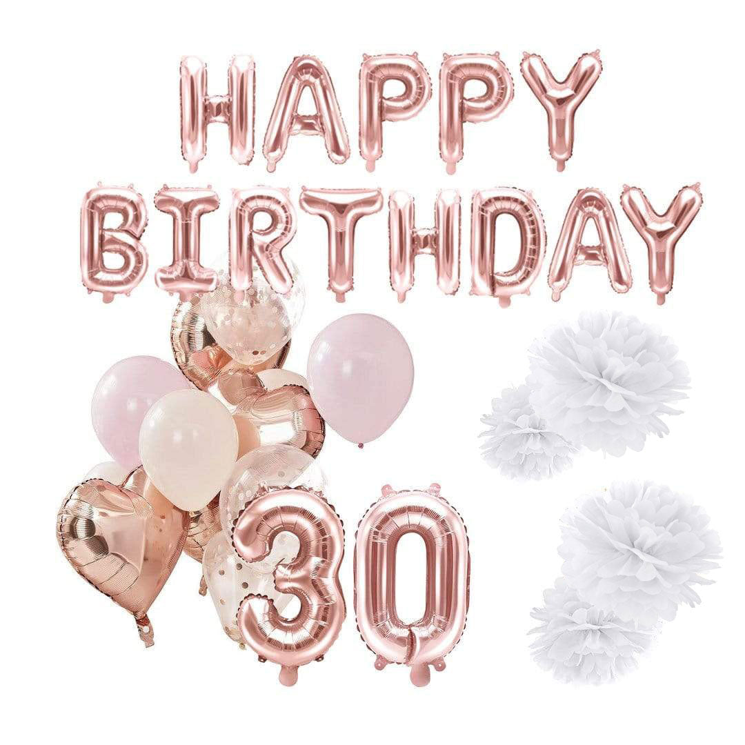 30 geburtstag deko set luftballons und pom poms