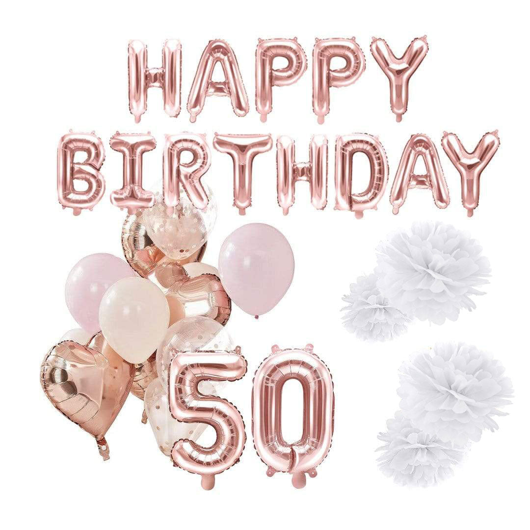50 geburtstag deko set luftballons und pom poms