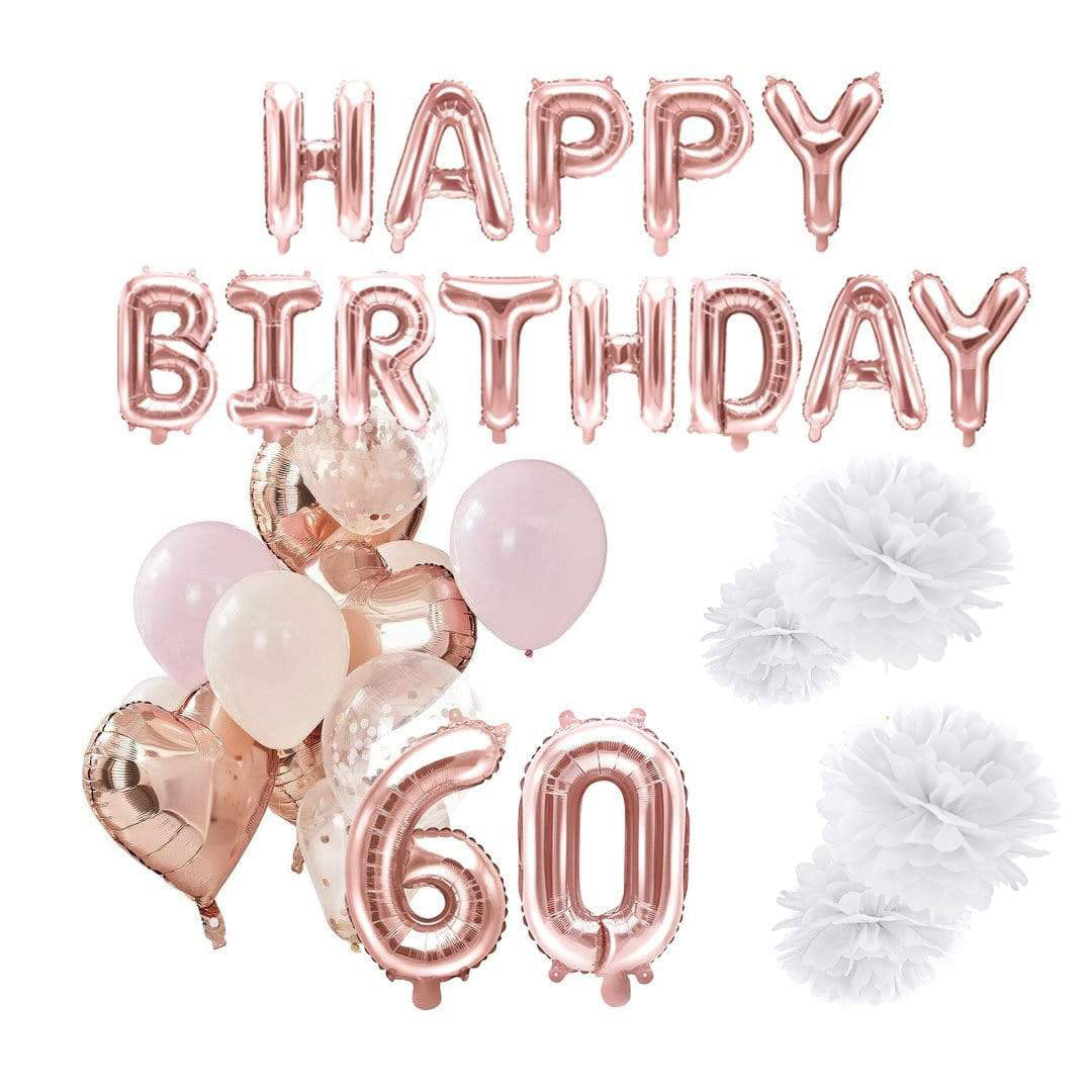 60 geburtstag deko set luftballons und pom poms