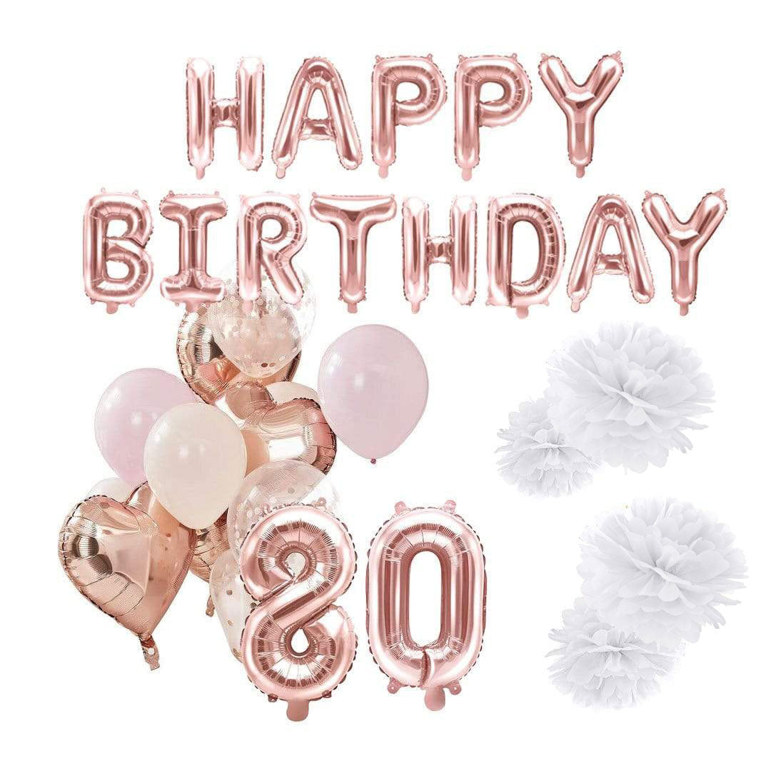 80 geburtstag deko luftballons und pompom