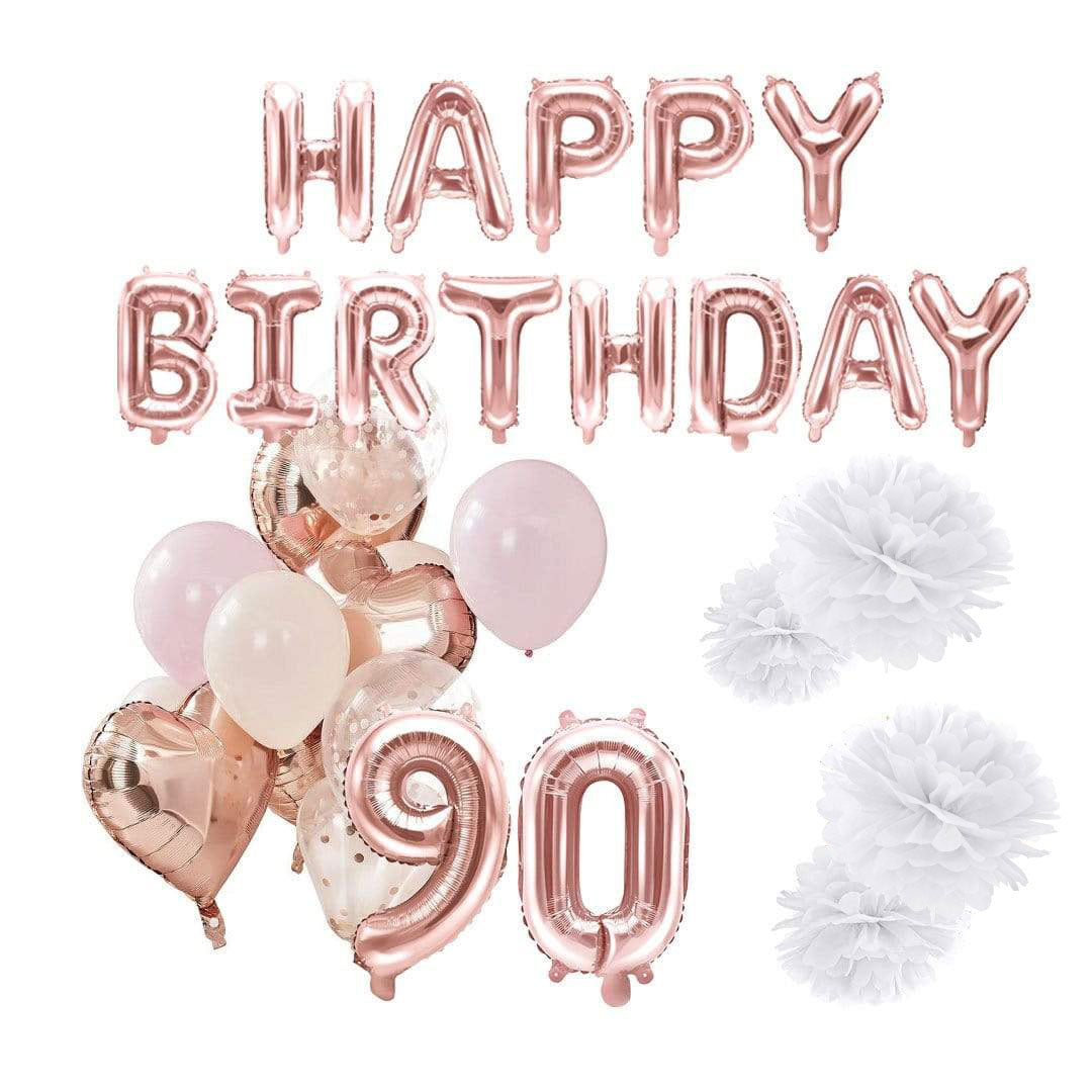 90 geburtstag deko luftballons und pompom