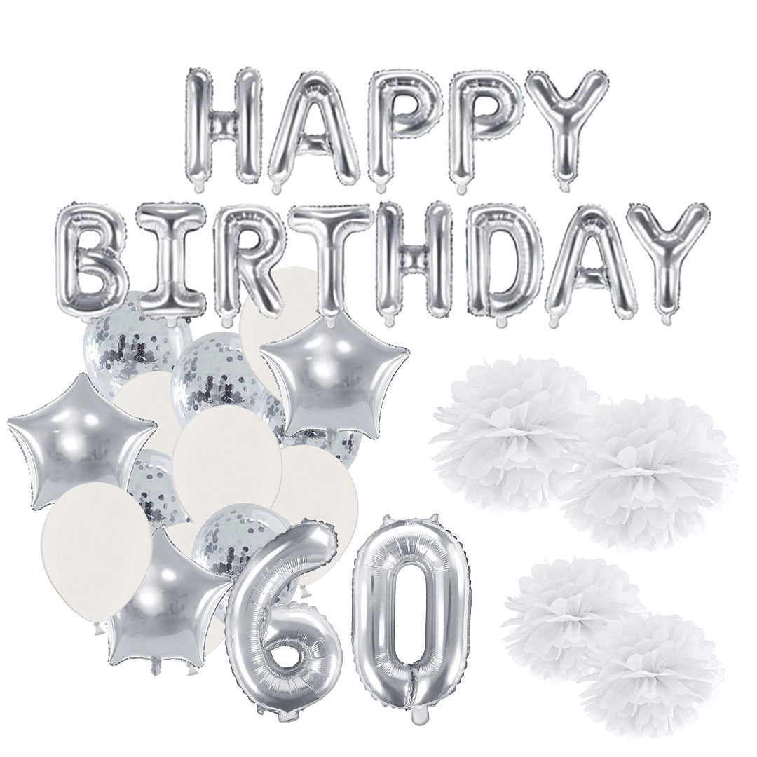 60 geburtstag deko set luftballons und pom poms