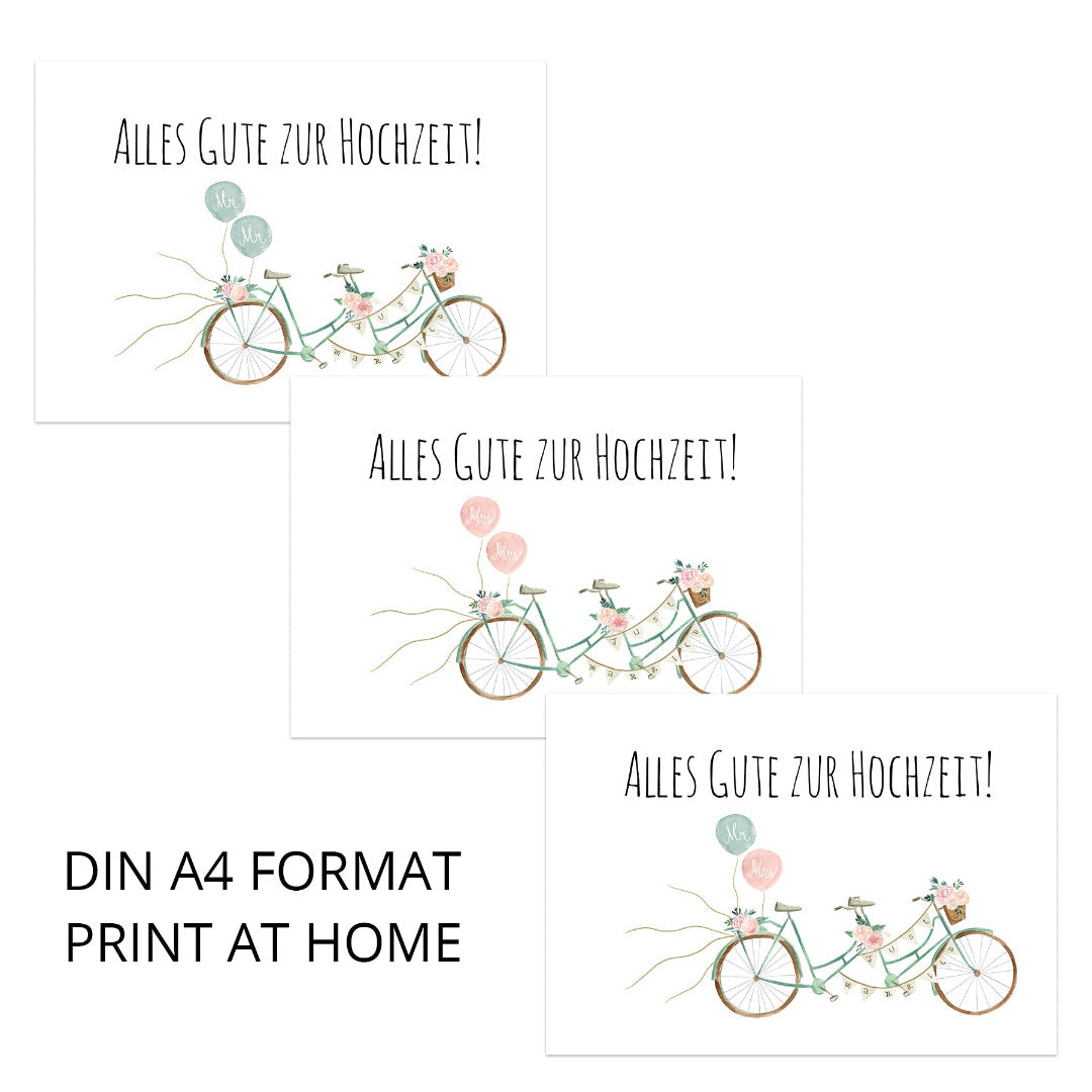 Geldgeschenk zur Hochzeit Fahrrad (Sofort Download)