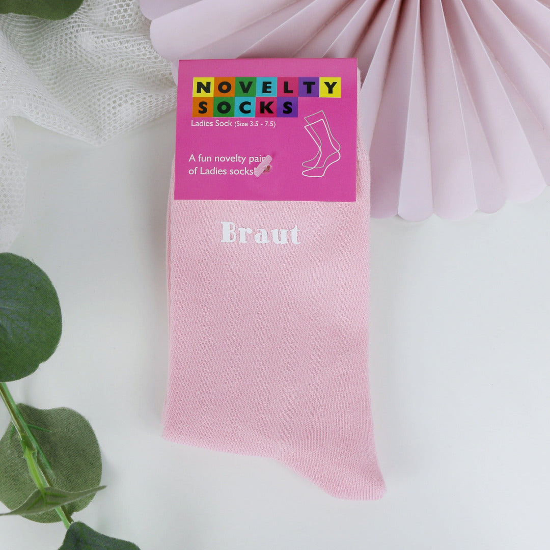Socken rosa mit Spruch Braut