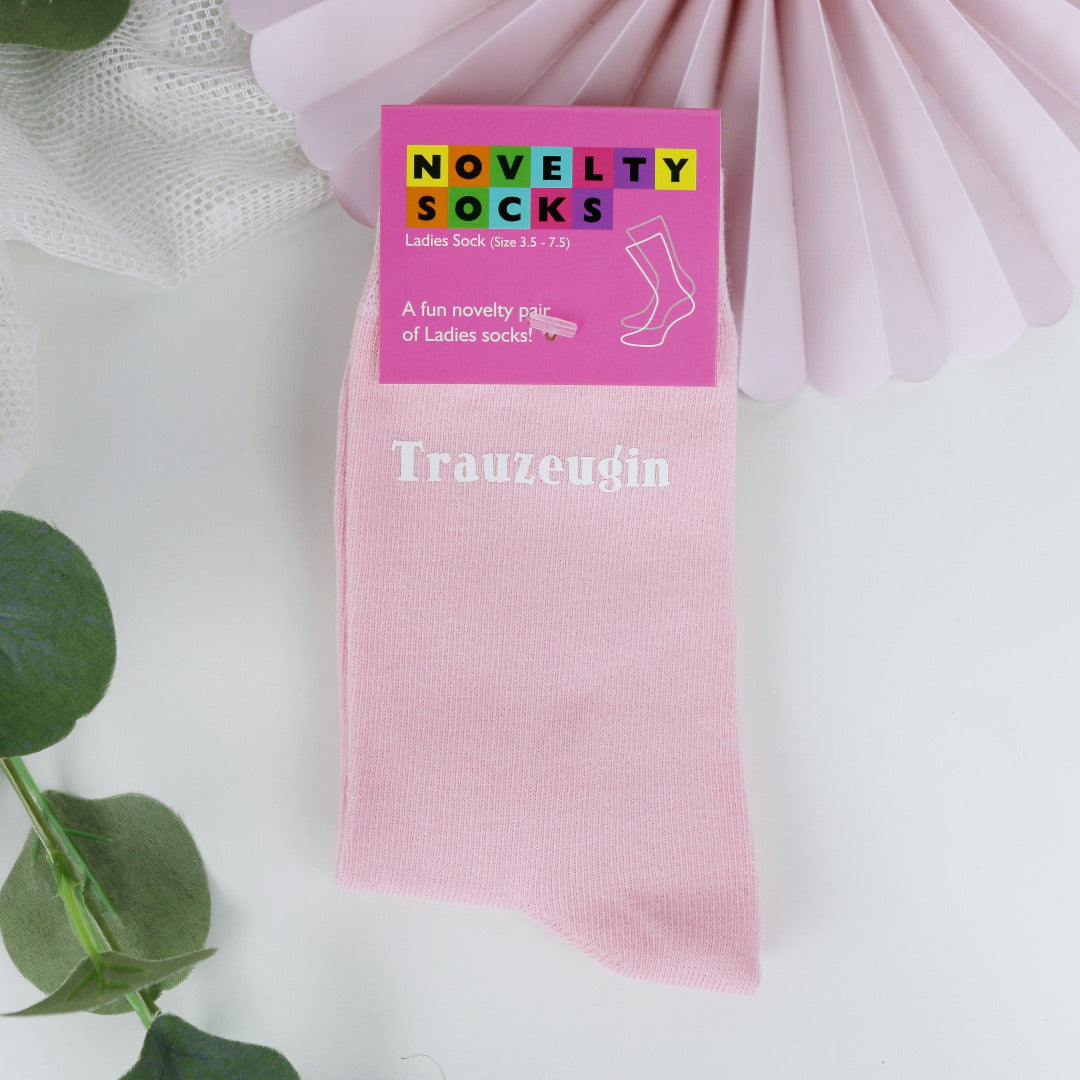 Socken rosa mit Aufdruck Trauzeugin