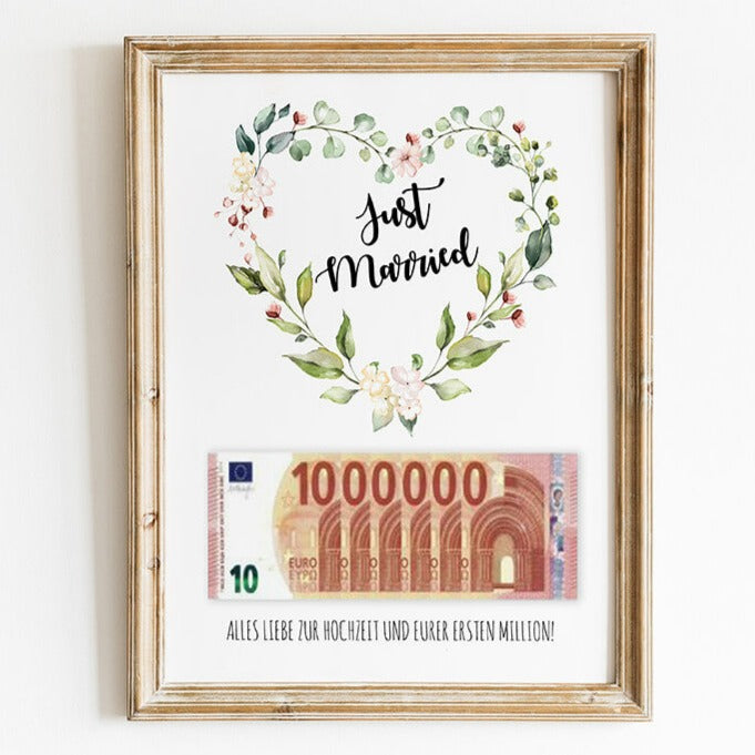 Geldgeschenk Blütenzauber Just Married als Download