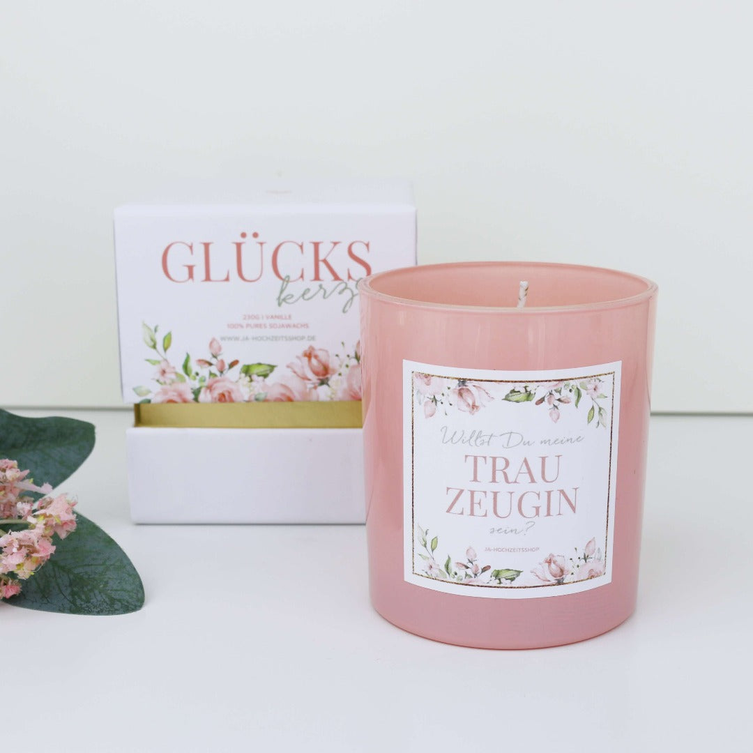 Geschenk Kerze rosa für die Trauzeugin