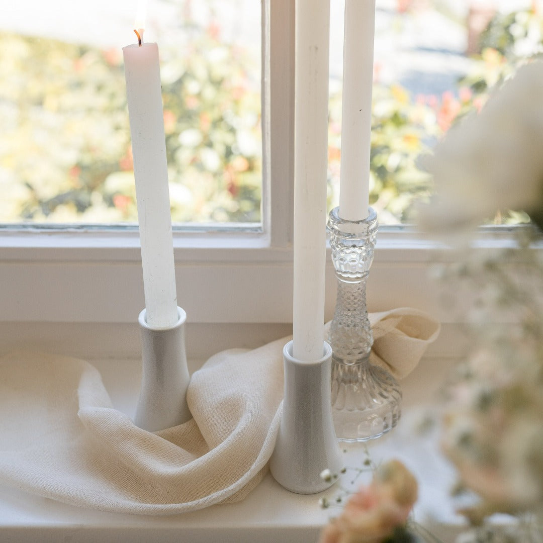 Kerzenständer für Spitzkerze weiß