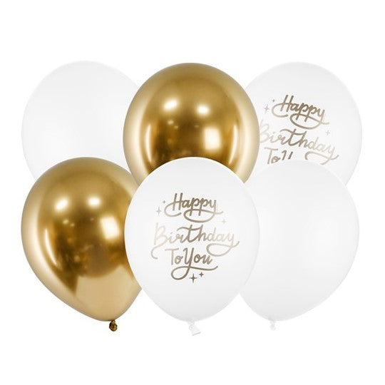 Luftballon Set Mix Geburtstag gold und weiß