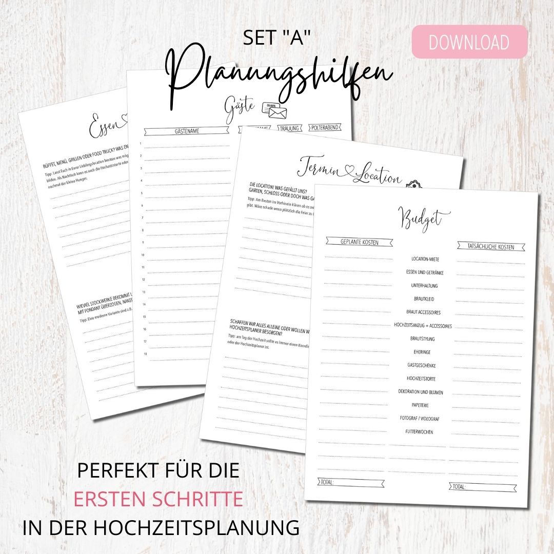 Download Set Planungshilfen Hochzeit