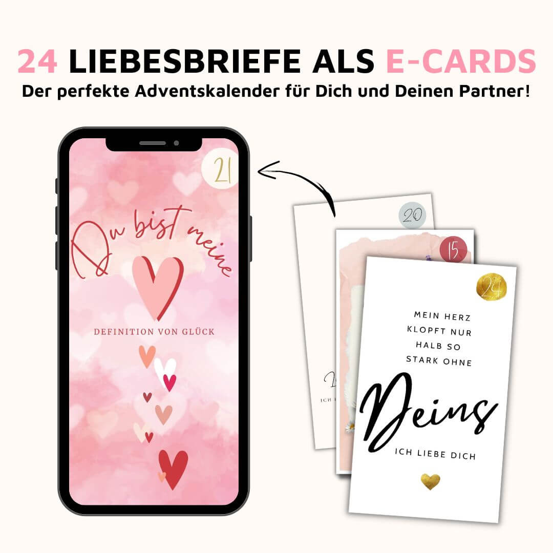 adventskalender mit 24 bilddateien mit liebesbotschaften als e-card versenden