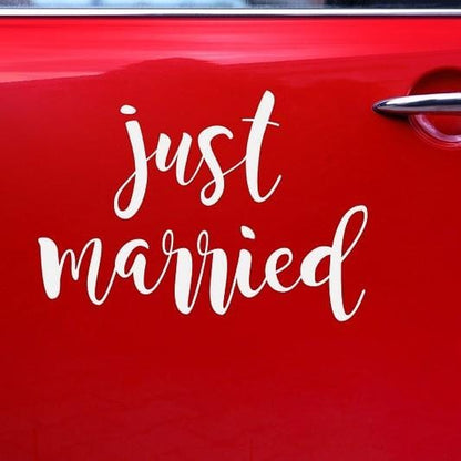 Just Married AutoAufkleber /Weiße Hochzeit/ Hochzeit AutoDeko/  Goldhochzeiten /Hochzeitsdeko / Autoaufkleber / Hochzeitstag -   Österreich