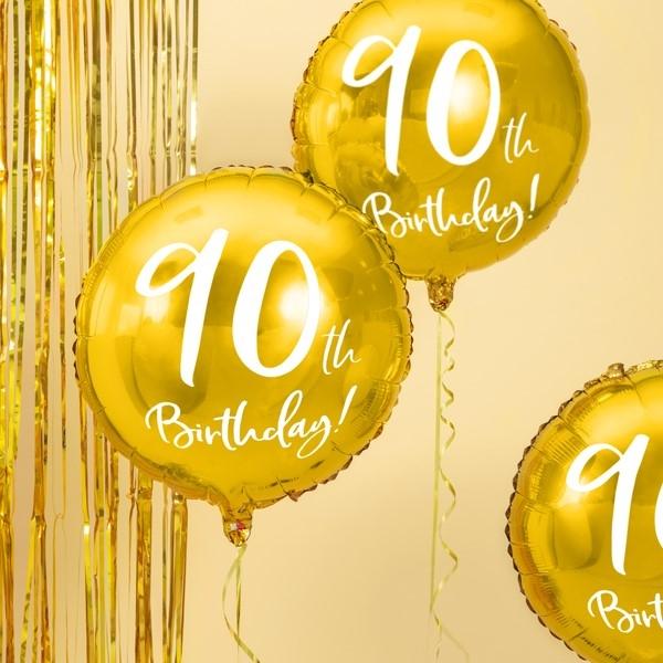 Folienballon 90. Geburtstag rund gold