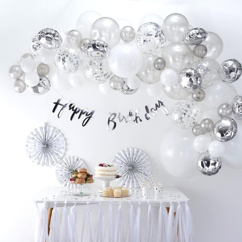 Ballongirlande Set Farbmix silber (70-teilig) - Ja-Hochzeitsshop