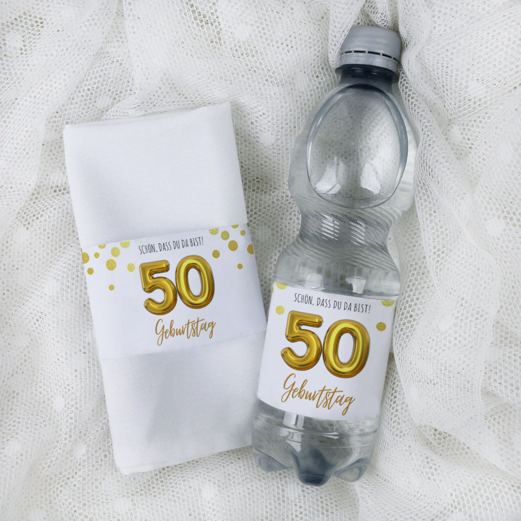 Banderole für Serviette oder Wasserflasche 50. Geburtstag