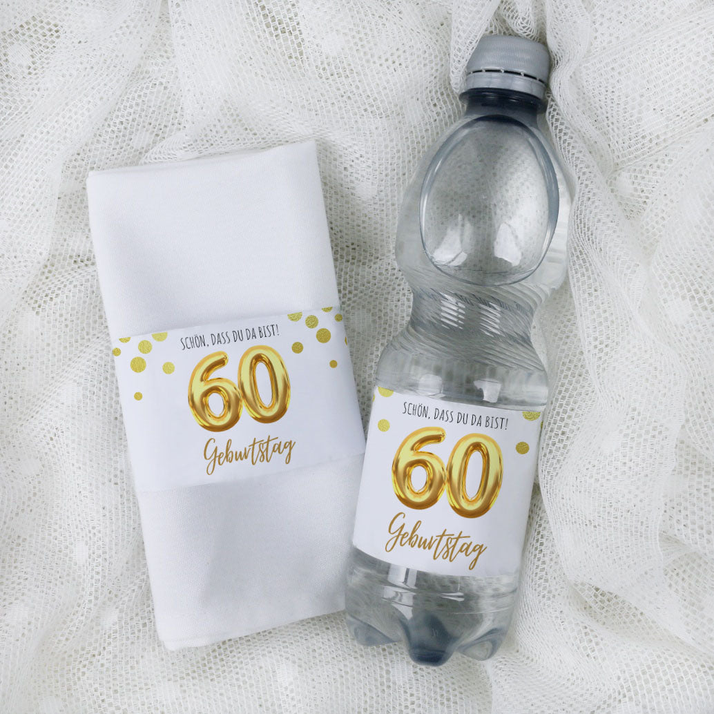 Banderole für Serviette oder Wasserflasche 60. Geburtstag