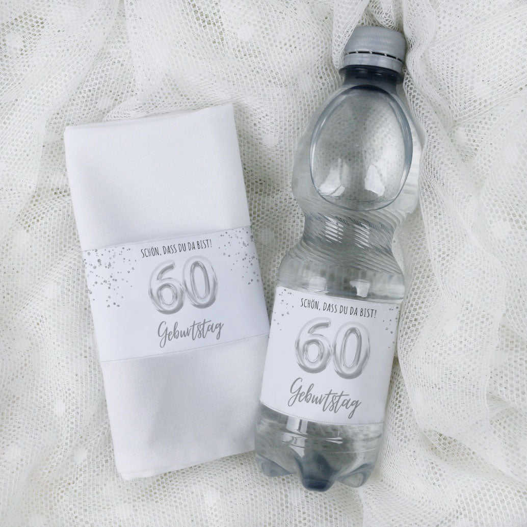 Banderole für Serviette oder Wasserflasche 60. Geburtstag
