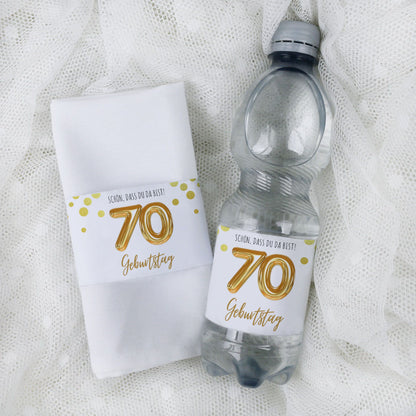 Banderole für Serviette oder Wasserflasche 70. Geburtstag