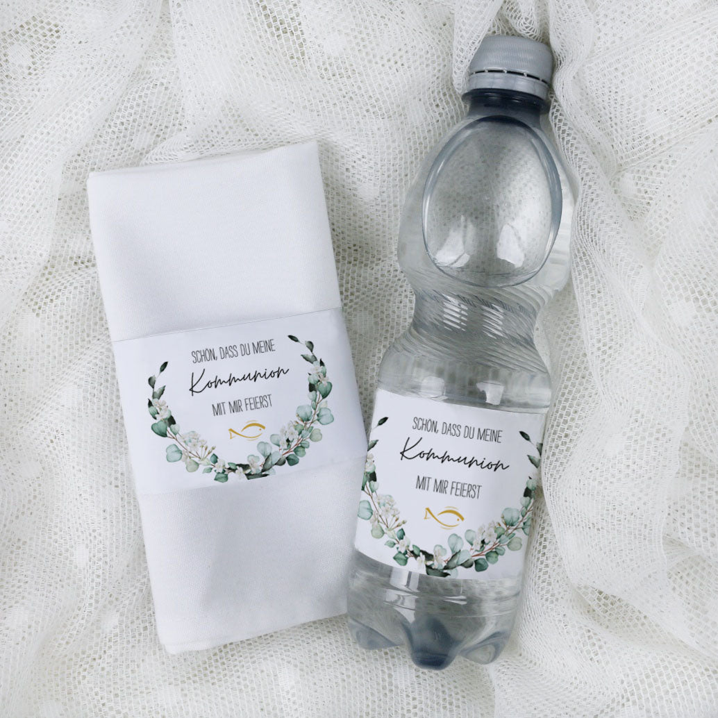 banderole für wasserflasche und serviette zum selbst ausdrucken kommunion
