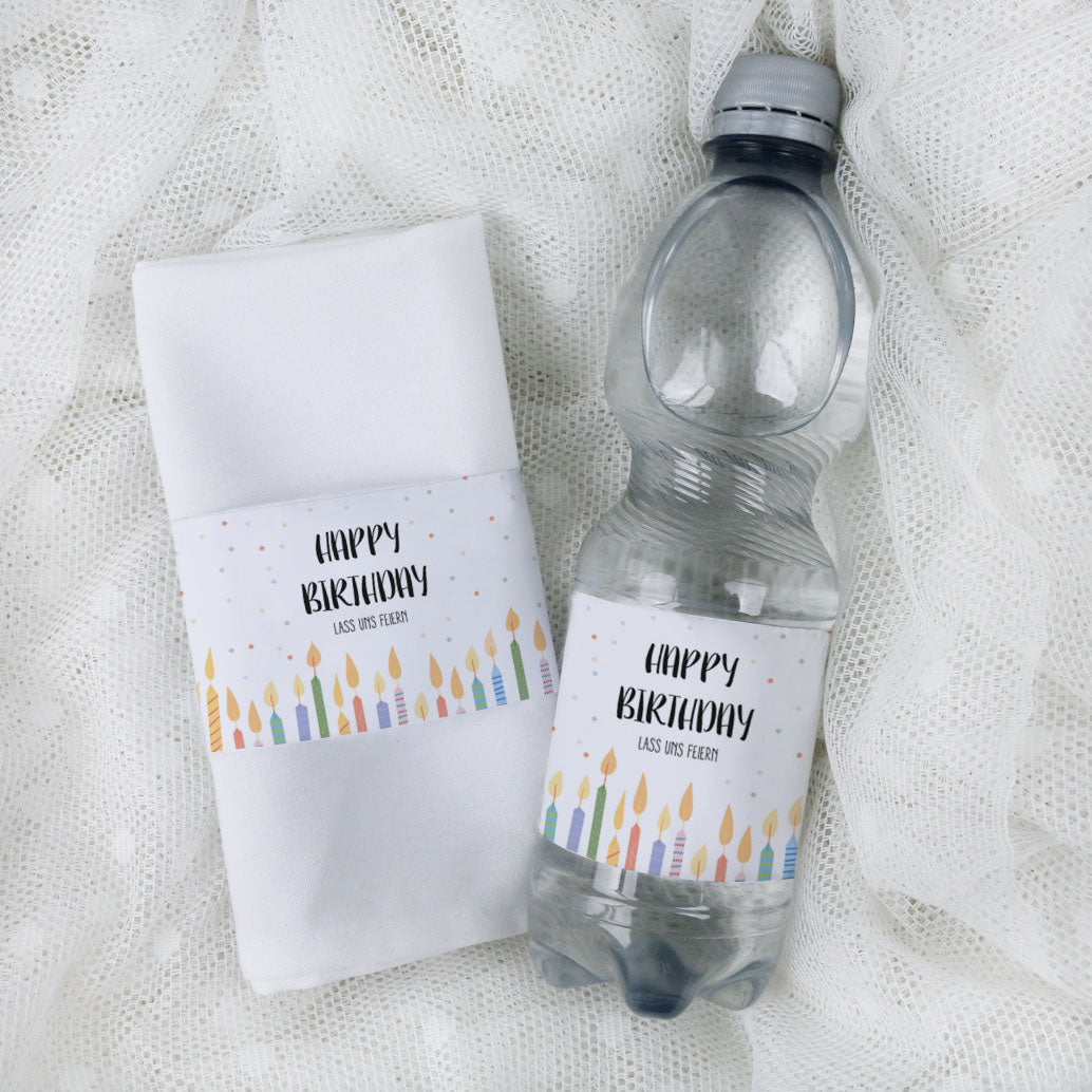 Banderole für Serviette oder Wasserflasche Geburtstag (Sofort-Download)