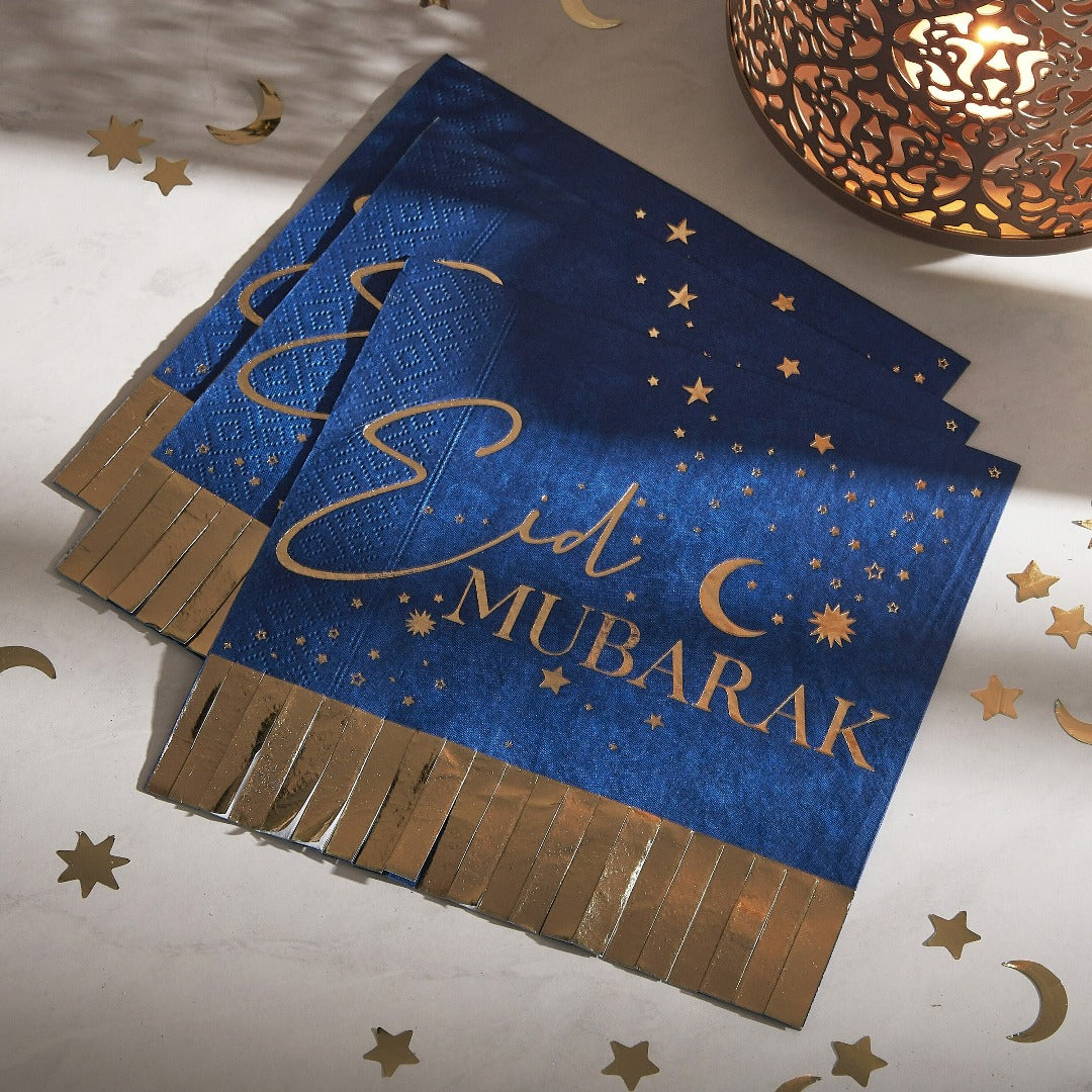 Eid Mubarak Servietten gold und marine